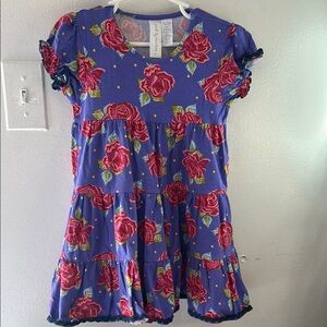 Floral Kids Dress in Blue and Red